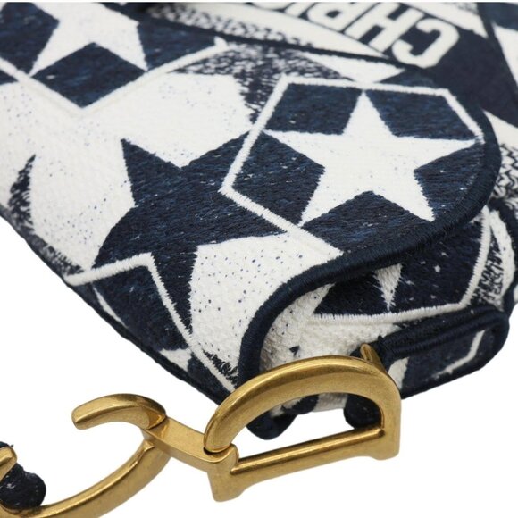 Christian Dior  Saddle Embroidered Stars Canvas Hobo Bag White - Picture 7 of 14